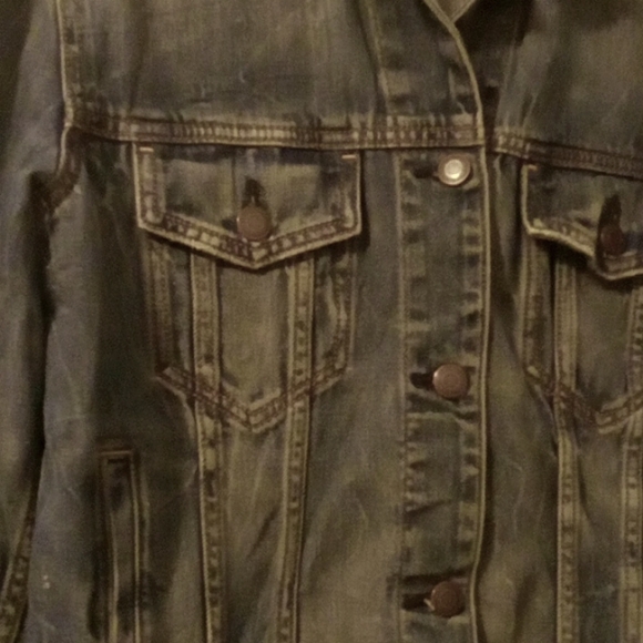 VINTAGE CUSTOM HAND PAINTED WIFEY WEDDING BRIDE BLUE WHITE DENIM JACKET  SMALL - Picture 6 of 6